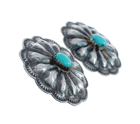 Authentic Sterling Silver Concho Turquoise Post Earrings X10012